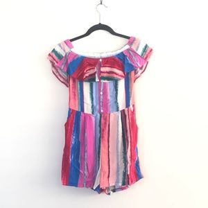 Candies Multi-Colored Romper off the shoulder pink
